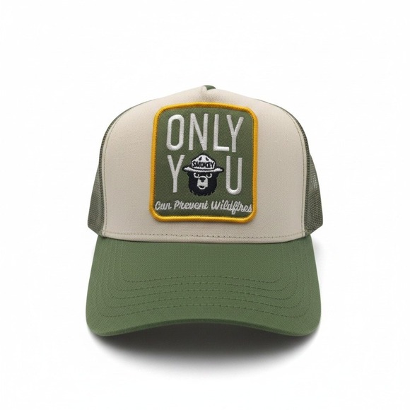 MAD Engine Other - Smokey Bear Only You Prevent Wildfires Trucker Hat Mesh Snapback Green Cream NEW